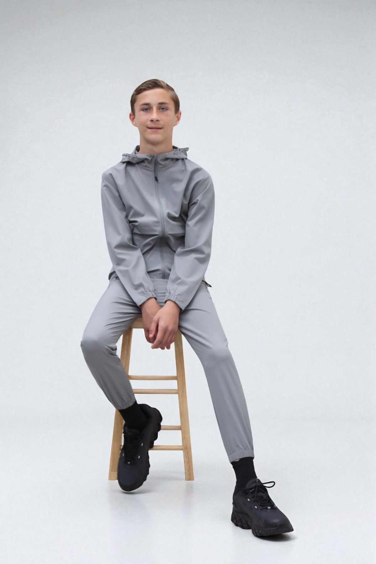 Teddy Premium Nylon Flap Tracksuit Set BJ14N in Grey