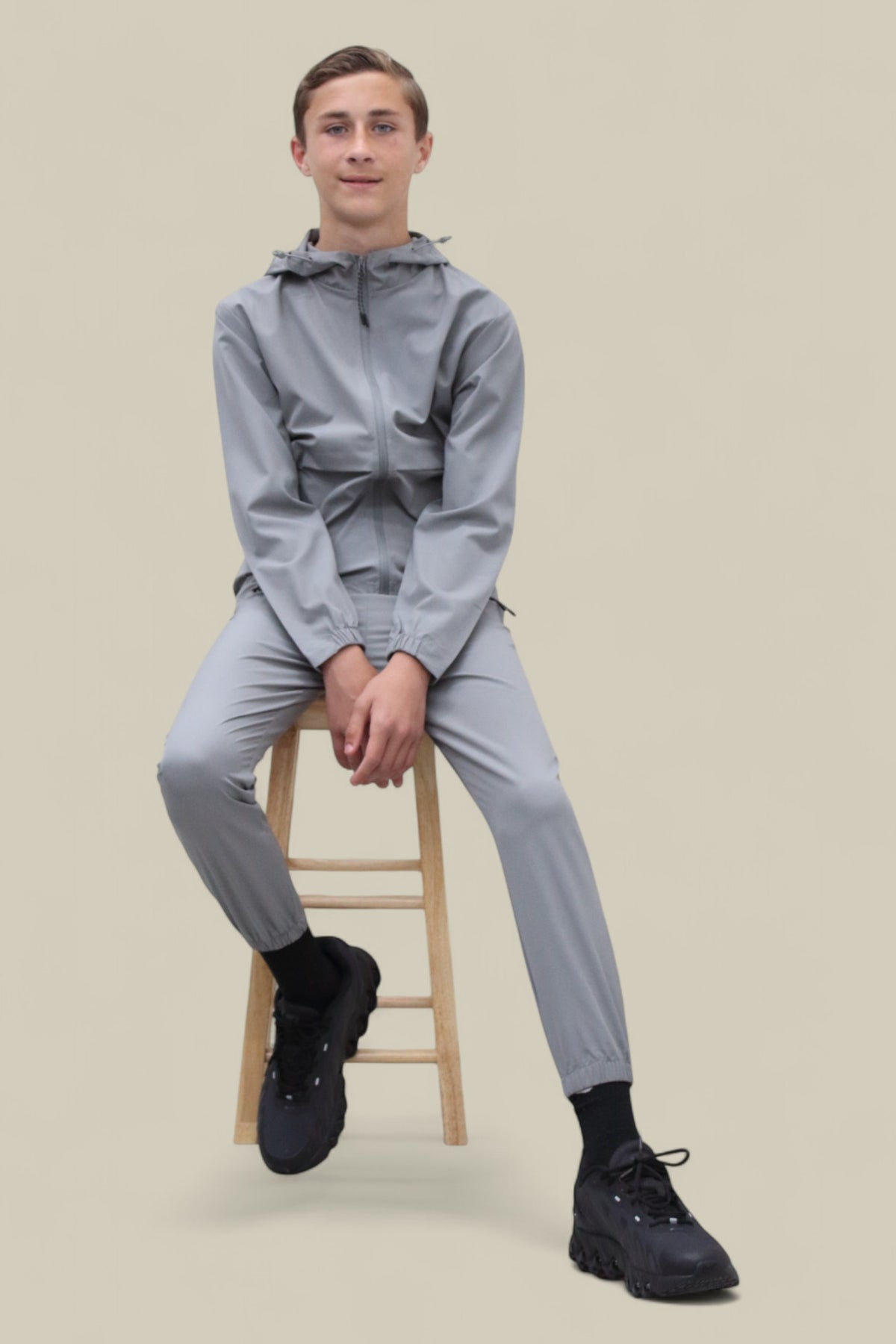 Teddy Premium Nylon Flap Tracksuit Set BJ14N in Grey