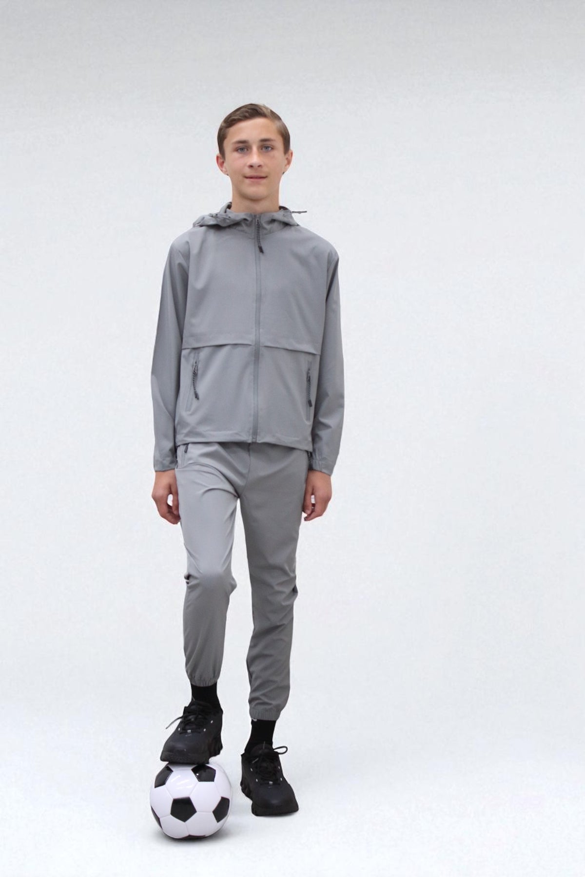 Teddy Premium Nylon Flap Tracksuit Set BJ14N in Grey