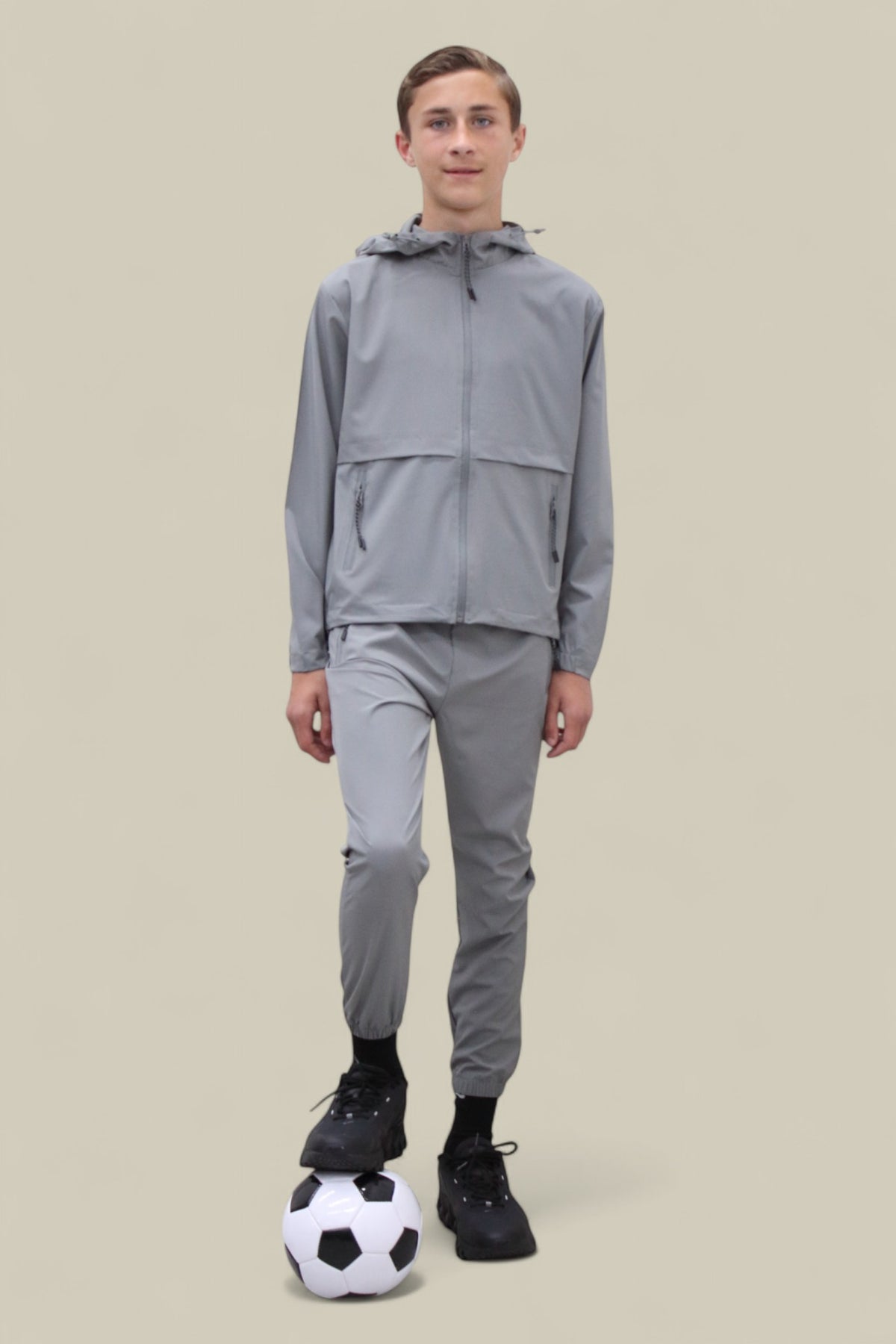 Teddy Premium Nylon Flap Tracksuit Set BJ14N in Grey