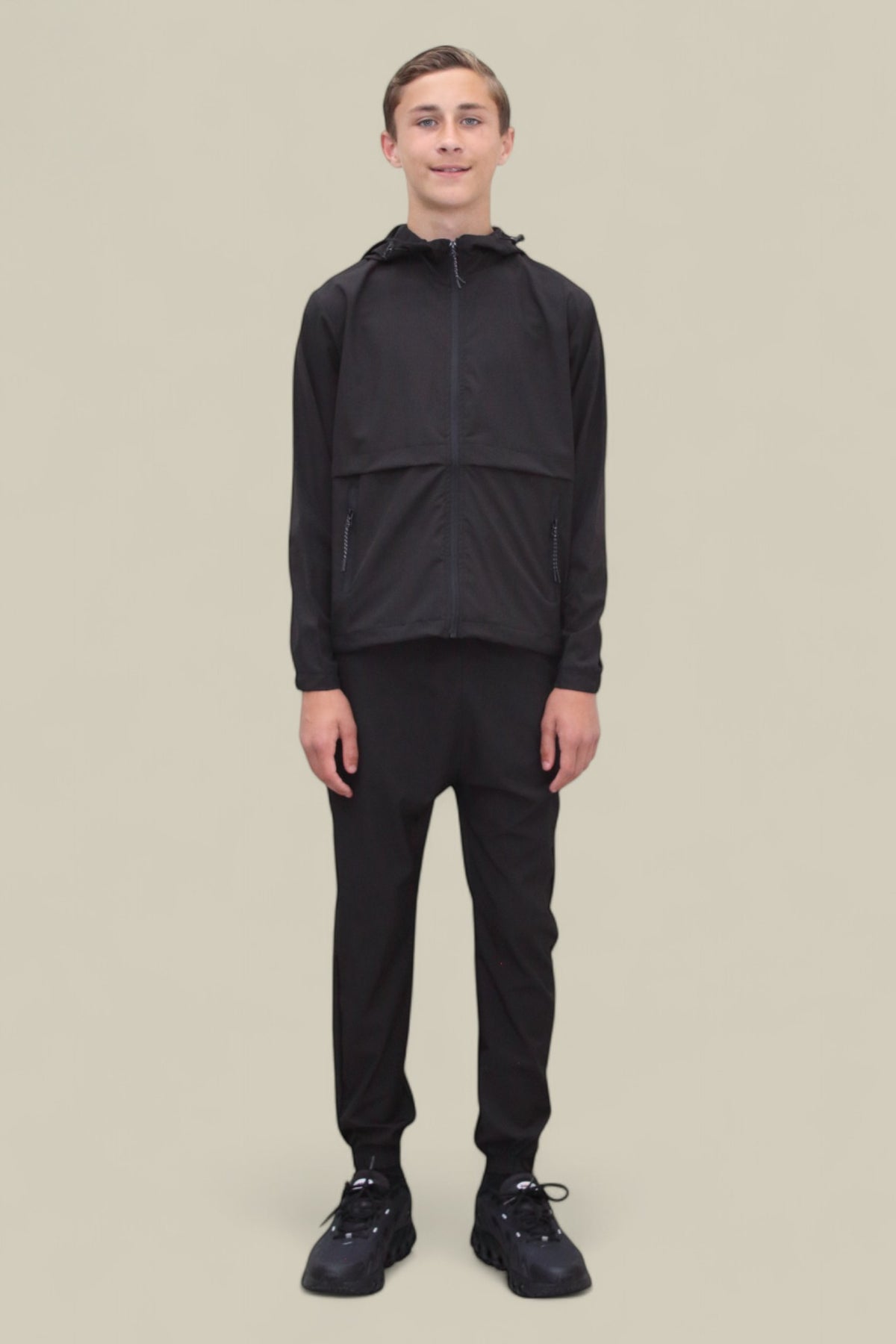 Teddy Premium Nylon Flap Tracksuit Set BJ14N in Black