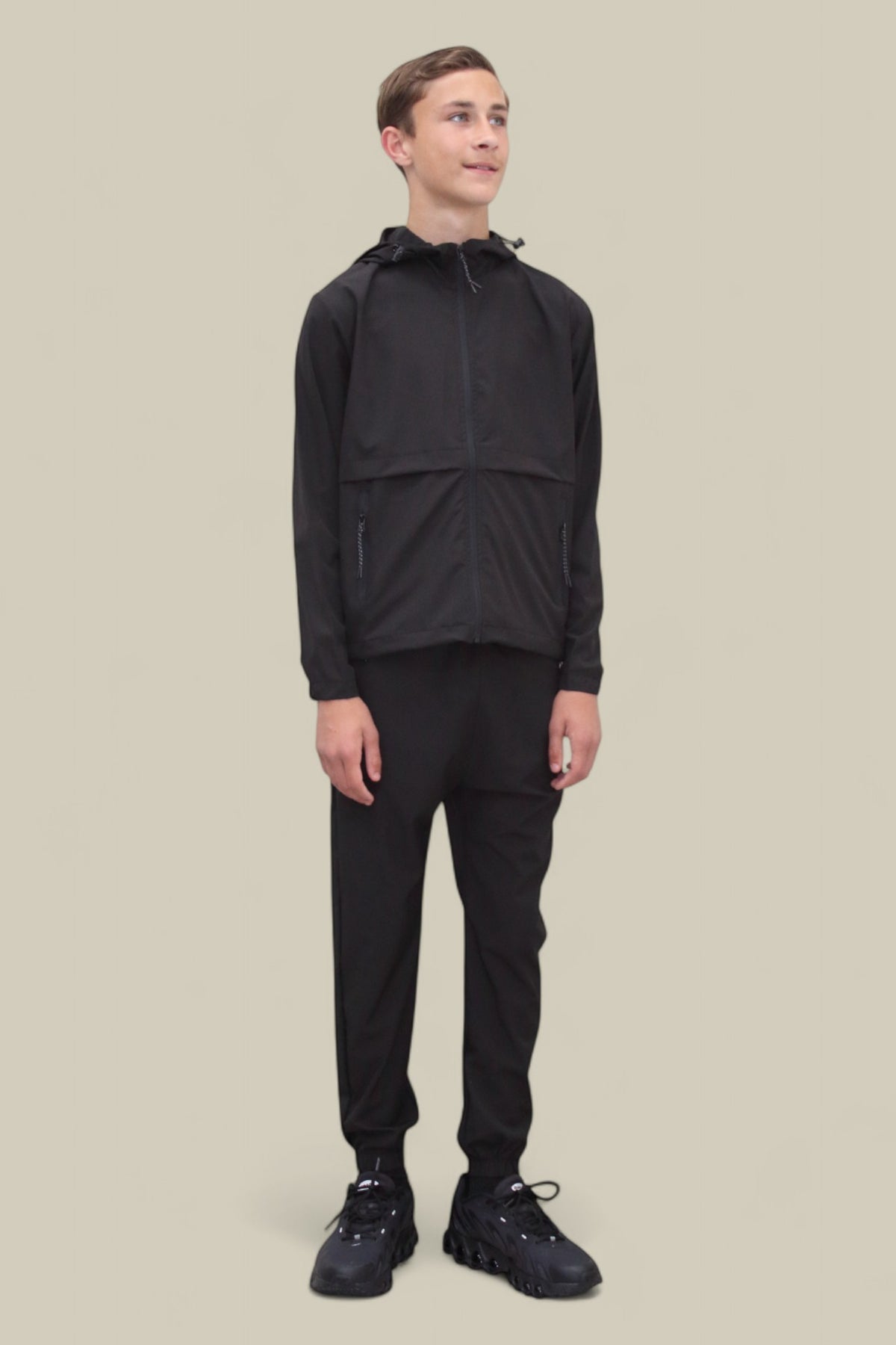 Teddy Premium Nylon Flap Tracksuit Set BJ14N in Black