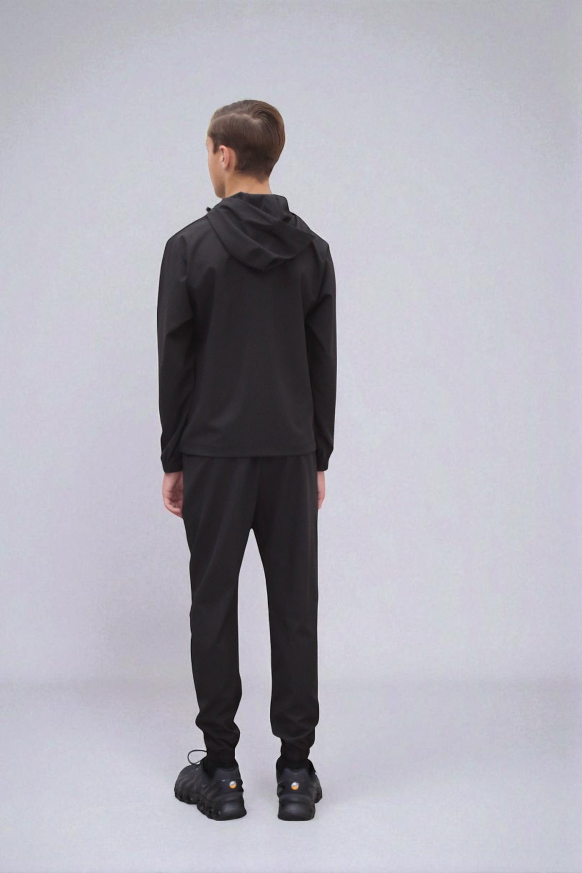 Teddy Premium Nylon Flap Tracksuit Set BJ14N in Black