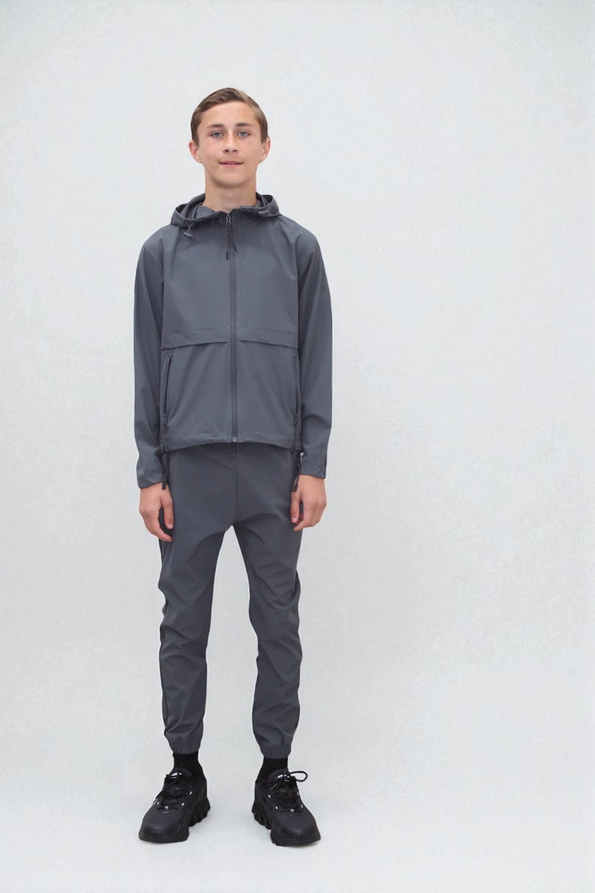 Teddy Premium Nylon Flap Tracksuit Set BJ14N in Slate Grey