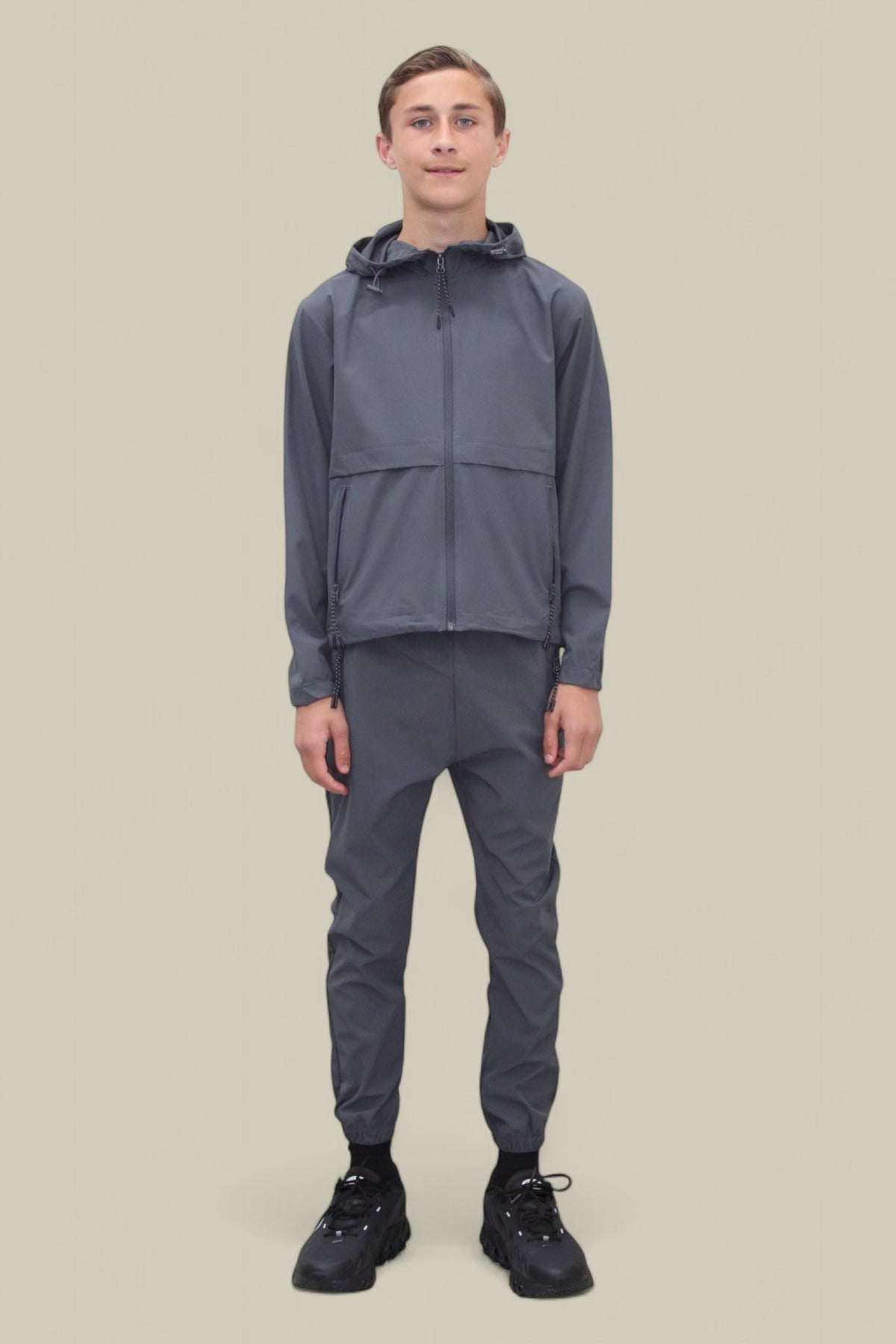 Teddy Premium Nylon Flap Tracksuit Set BJ14N in Slate Grey