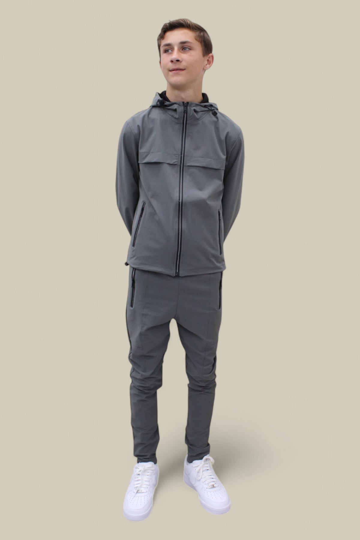 Joey Smart Zipped  Tracksuit- NBJ-195 Dark Grey