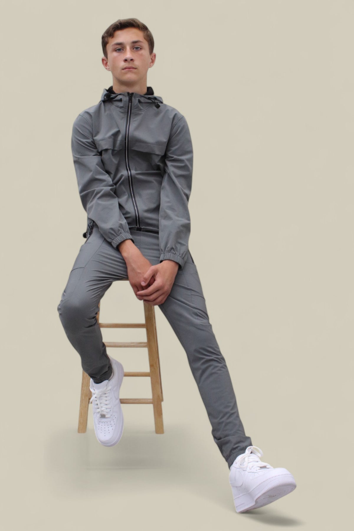 Joey Smart Zipped  Tracksuit- NBJ-195 Dark Grey