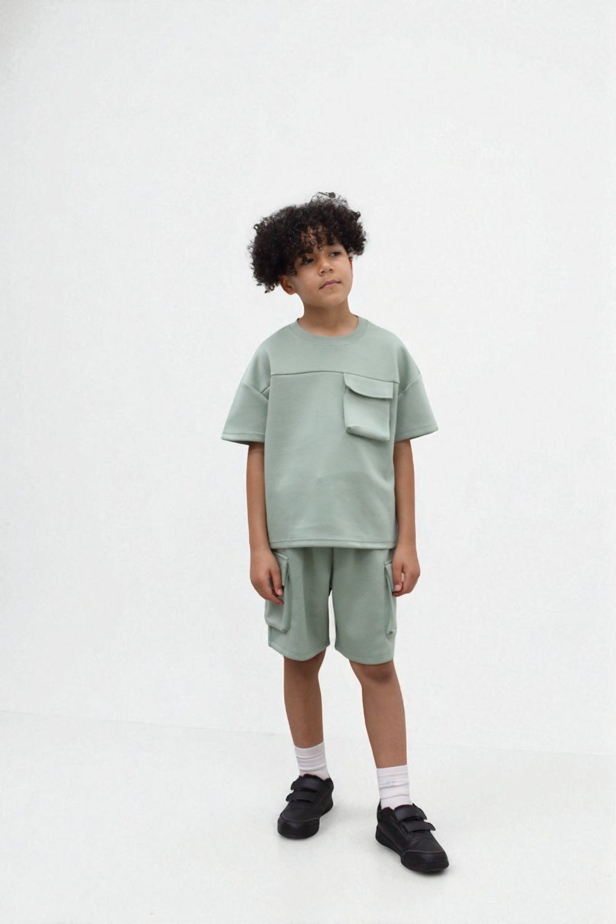 Miles Set  Cargo Pocket Luxury Short Set- CF24-2-113B in Green