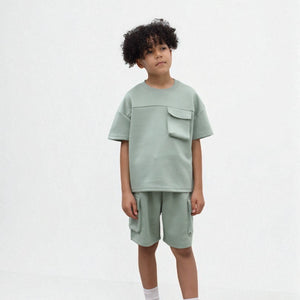 Load image into Gallery viewer, Miles Set  Cargo Pocket Luxury Short Set- CF24-2-113B in Green
