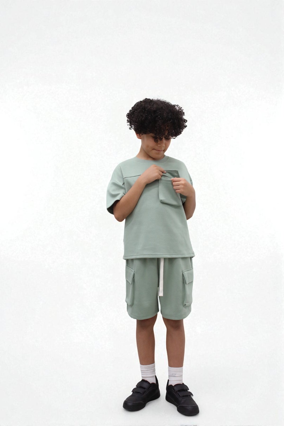 Miles Set  Cargo Pocket Luxury Short Set- CF24-2-113B in Green