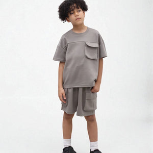 Load image into Gallery viewer, Miles Set  Cargo Pocket Luxury Short Set- CF24-2-113B in Grey
