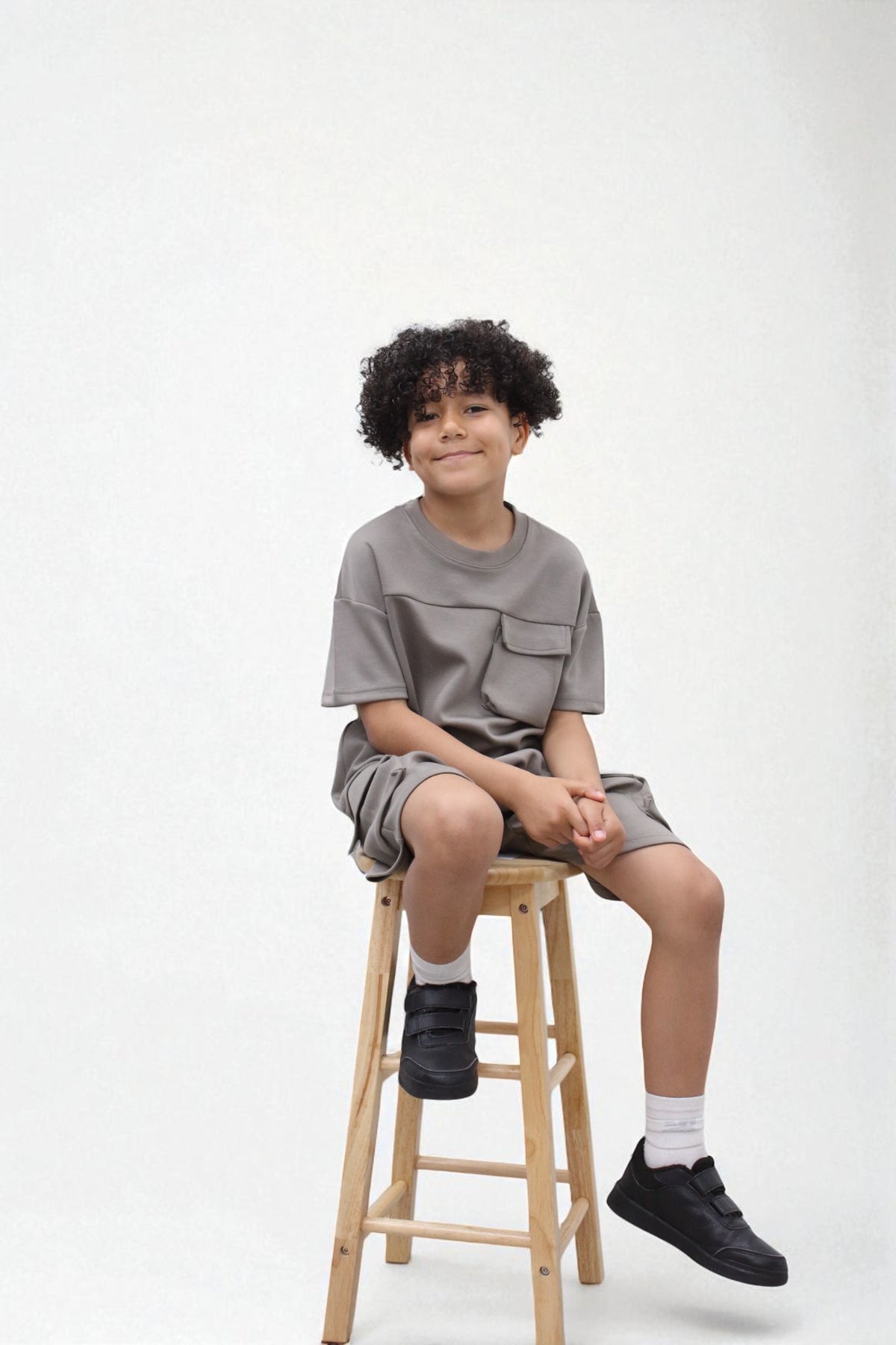 Miles Set  Cargo Pocket Luxury Short Set- CF24-2-113B in Grey