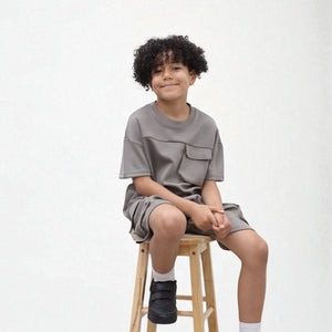 Load image into Gallery viewer, Miles Set  Cargo Pocket Luxury Short Set- CF24-2-113B in Grey

