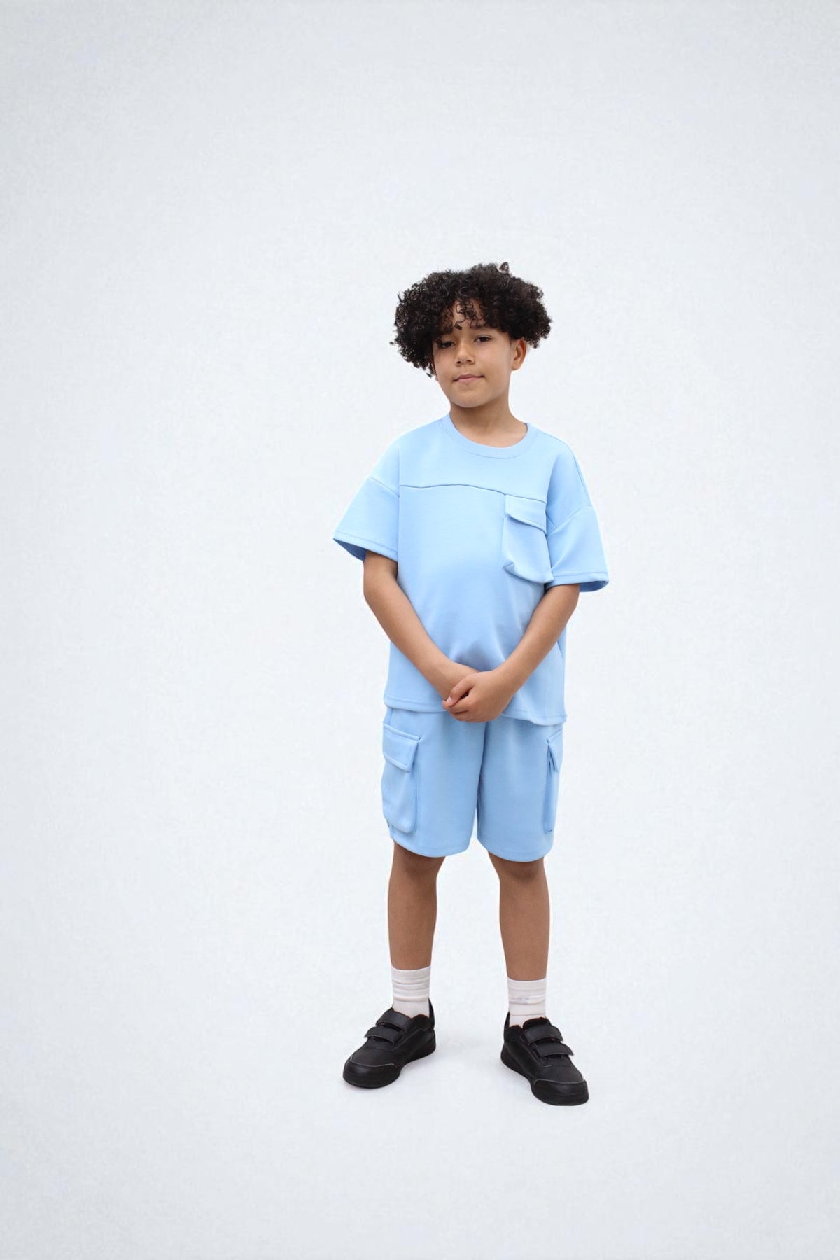 Miles Set  Cargo Pocket Luxury Short Set- CF24-2-113 in Blue