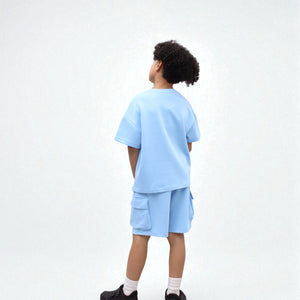 Load image into Gallery viewer, Miles Set  Cargo Pocket Luxury Short Set- CF24-2-113 in Blue
