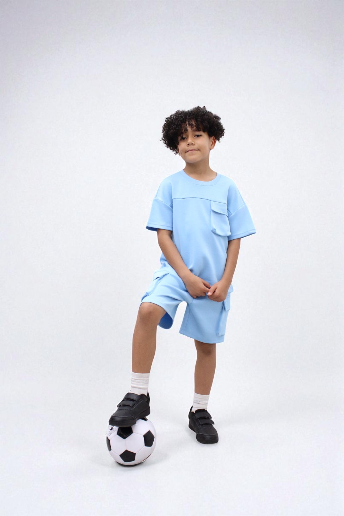 Miles Set  Cargo Pocket Luxury Short Set- CF24-2-113 in Blue