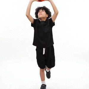 Load image into Gallery viewer, Miles Set  Cargo Pocket Luxury Short Set- CF24-2-113B in Black
